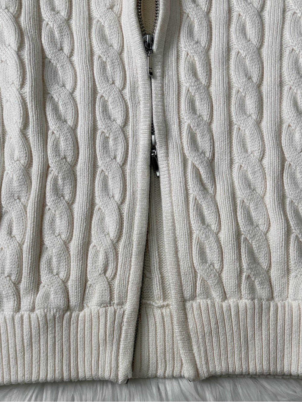 double zipper cable-knit cardigan - Picture 10 of 12